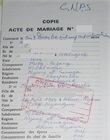Copie certifiée conforme d'acte de mariage